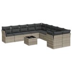 vidaXL Salon de jardin 11 Pièces avec coussins gris clair résine tressée