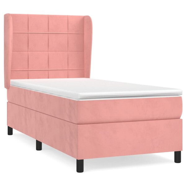 vidaXL Sommier à lattes de lit avec matelas Rose 90x190 cm Velours