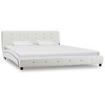 vidaXL Cadre de lit Blanc Similicuir 160x200 cm