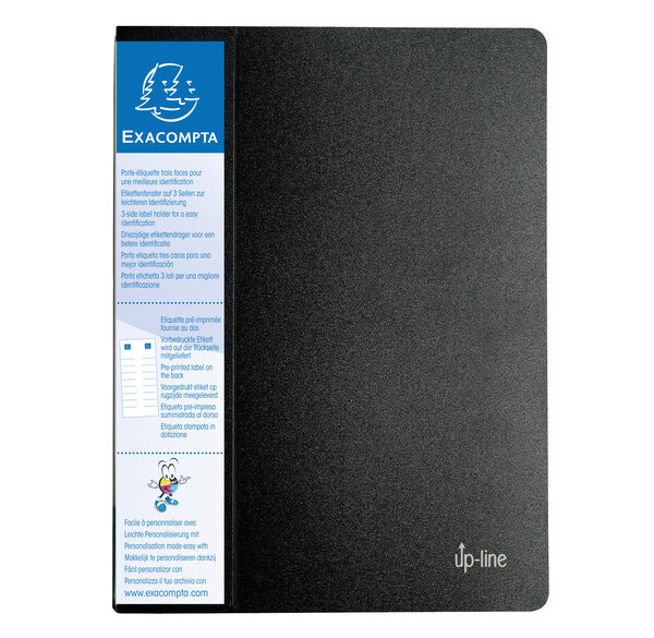 Protège-documents En Polypropylène Rigide Avec Porte Étiquette 3 Faces Up Line Opaque 40 Vues - A4 - Noir - X 20 - Exacompta