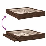 vidaXL Cadre de lit avec tiroirs chêne marron 200x200 cm
