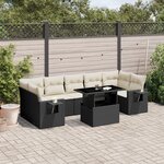 vidaXL Salon de jardin 8 Pièces avec coussins noir résine tressée
