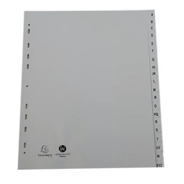 Intercalaires Imprimés Alphabétiques Pp Recyclé Gris - Az 20 Positions - A4 Maxi - Gris - X 10 - Exacompta