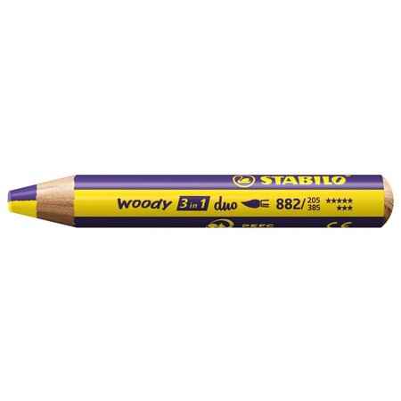 Crayon multi-talents woody 3 in 1 duo - jaune-violet x 5 stabilo - La Poste