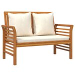 vidaXL Salon de jardin avec coussins blanc crème 2 Pièces Bois massif