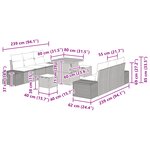 Ensemble de sofa de jardin 9 pièces avec coussins gris poly rattan acacia