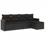 vidaXL Salon de jardin 5 Pièces avec coussins noir résine tressée
