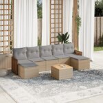 vidaXL Salon de jardin avec coussins 8 Pièces beige résine tressée
