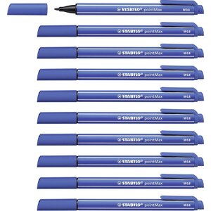 Stylo feutre pointMax pointe moyenne 0.8mm bleu x 10 STABILO