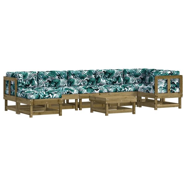 vidaXL Salon de jardin 8 Pièces avec coussins bois de pin imprégné
