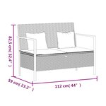 vidaXL Banc de jardin à 2 places avec coussins Marron Résine tressée