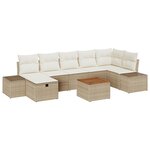 vidaXL Ensemble de canapé de jardin 8 pièces avec coussins beige en poly rattan