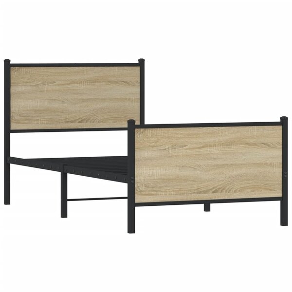 vidaXL Cadre de lit en métal sans matelas chêne sonoma 90x190 cm