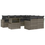 vidaXL Salon de jardin 9 Pièces avec coussins gris résine tressée