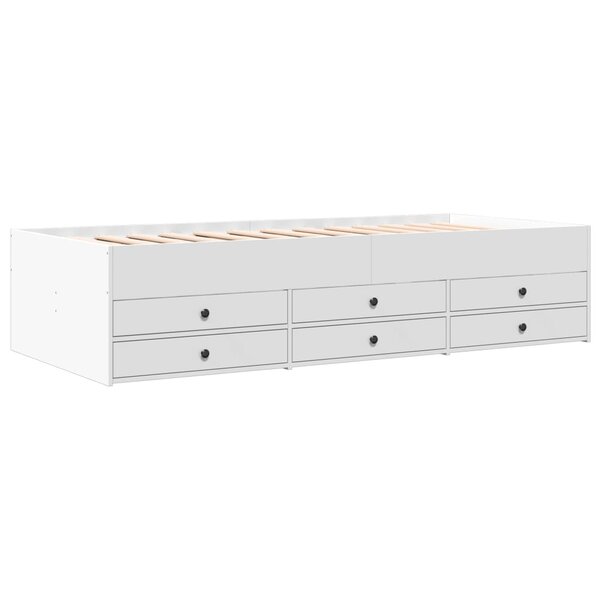 vidaXL Lit de jour avec tiroirs blanc 90x190 cm bois d'ingénierie