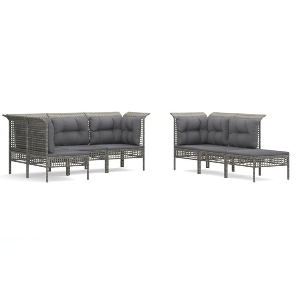 vidaXL Salon de jardin 10 Pièces avec coussins Gris Résine tressée