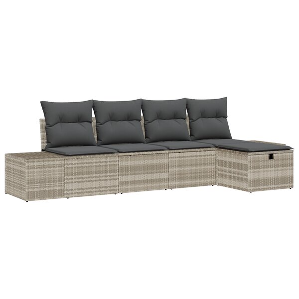 vidaXL Ensemble de canapé de jardin 5 pièces avec coussins Gris Clair Rattan