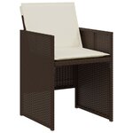 vidaXL Ensemble de bistro 3 Pièces avec coussins marron résine tressée