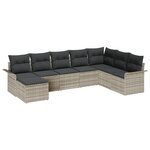 Ensemble de canapé de jardin 8 pièces avec coussins gris clair en rotin poly