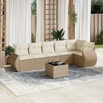 vidaXL Salon de jardin avec coussins 7 Pièces beige résine tressée