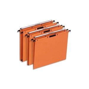 Bte de 25 Dossiers Suspendus EASY VELCRO Tiroirs Fond 15 mm A4 Kraft Orange L'OBLIQUE AZ