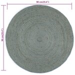vidaXL Tapis fait à la main Jute Rond 90 cm Vert olive