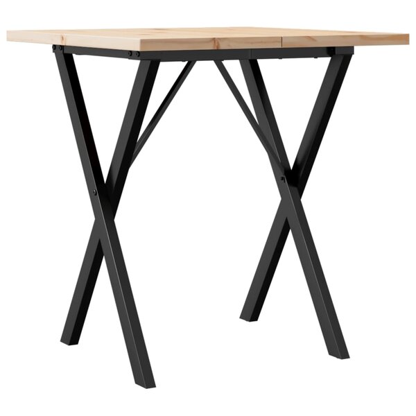 vidaXL Table à manger cadre en X 70x70x75 5cm bois de pin massif fonte