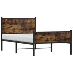 vidaXL Cadre de lit en métal sans matelas chêne fumé 100x190 cm