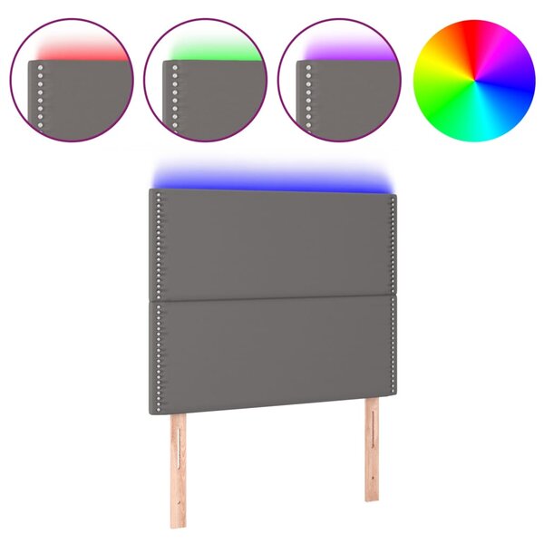 vidaXL Tête de lit à LED Gris 80x5x118/128 cm Similicuir
