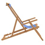 vidaXL Chaise de plage pliable Bois de teck solide Bleu