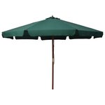 vidaXL Parasol avec mât en bois 330 cm Vert