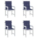 vidaXL Coussins de chaise à dossier bas lot de 4 bleu marine tissu