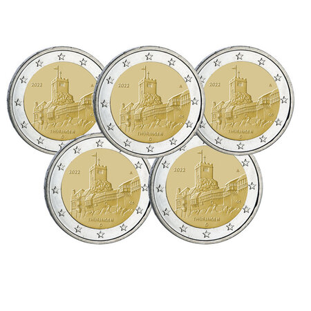 Monnaie 2 euros commémoratives allemagne 2022  les 5 ateliers - château de la wartburg