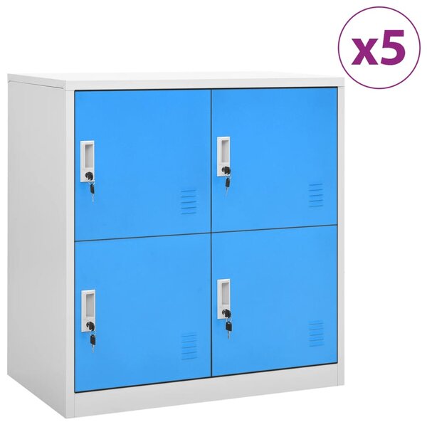 vidaXL Armoires à casiers 5 Pièces Gris clair et bleu 90x45x92 5 cm Acier