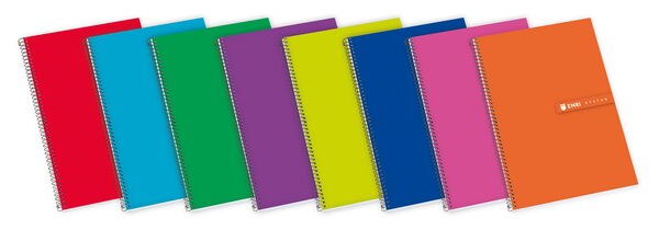 LOT de 5 Cahier à Spirale Enri Status Fº Couverture Extra Rigide 4x4 - Couverture Rigide Résistante - Carnet avec Marge - 100 Feuilles de Haute Qualité - Couleurs Assorties