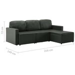 vidaXL Canapé-lit modulaire 3 places Gris Similicuir