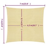 vidaXL Voile d'ombrage 160 g/m² Beige 7x7 m PEHD