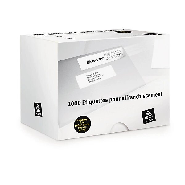 Étiquette d'affranchissement avery 155x39 mm (lot de 1000)