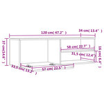 vidaXL Meuble TV chêne marron 120x34x37 cm bois d'ingénierie