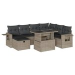 vidaXL Salon de jardin 8 Pièces avec coussins gris clair résine tressée