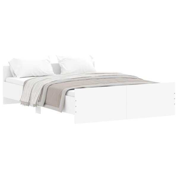 vidaXL Cadre de lit avec tête de lit/pied de lit blanc 135x190 cm