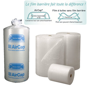 2 rouleaux de film papier bulle tricouche Aircap largeur 50 cm x longueur 100 mètres