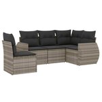 vidaXL Salon de jardin 5 Pièces avec coussins gris clair résine tressée