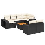 vidaXL Salon de jardin 11 Pièces avec coussins noir résine tressée
