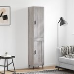 vidaXL Buffet haut Sonoma gris 34 5x34x180 cm Bois d'ingénierie