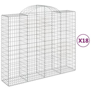 vidaXL Paniers à gabions arqués 18 Pièces 200x50x160/180 cm Fer galvanisé