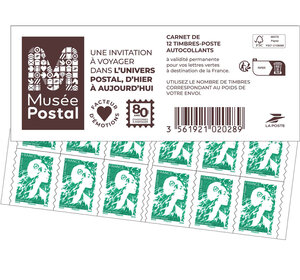 Carnet 12 timbres Marianne de l'avenir - Lettre Verte - Musée Postal