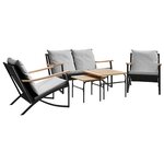 vidaXL Ensemble de meubles de balcon avec coussins 5 Pièces noir acier