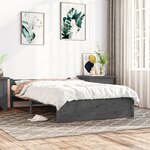 vidaXL Cadre de lit Gris Bois massif 135x190 cm Double
