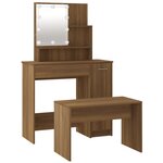 vidaXL Ensemble de coiffeuse avec LED Chêne marron Bois d'ingénierie